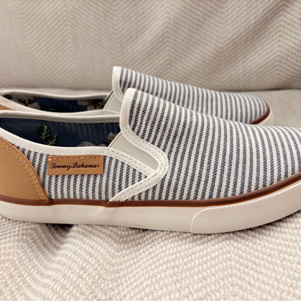 Tommy Bahama Navy and White Striped Women’s Loafers